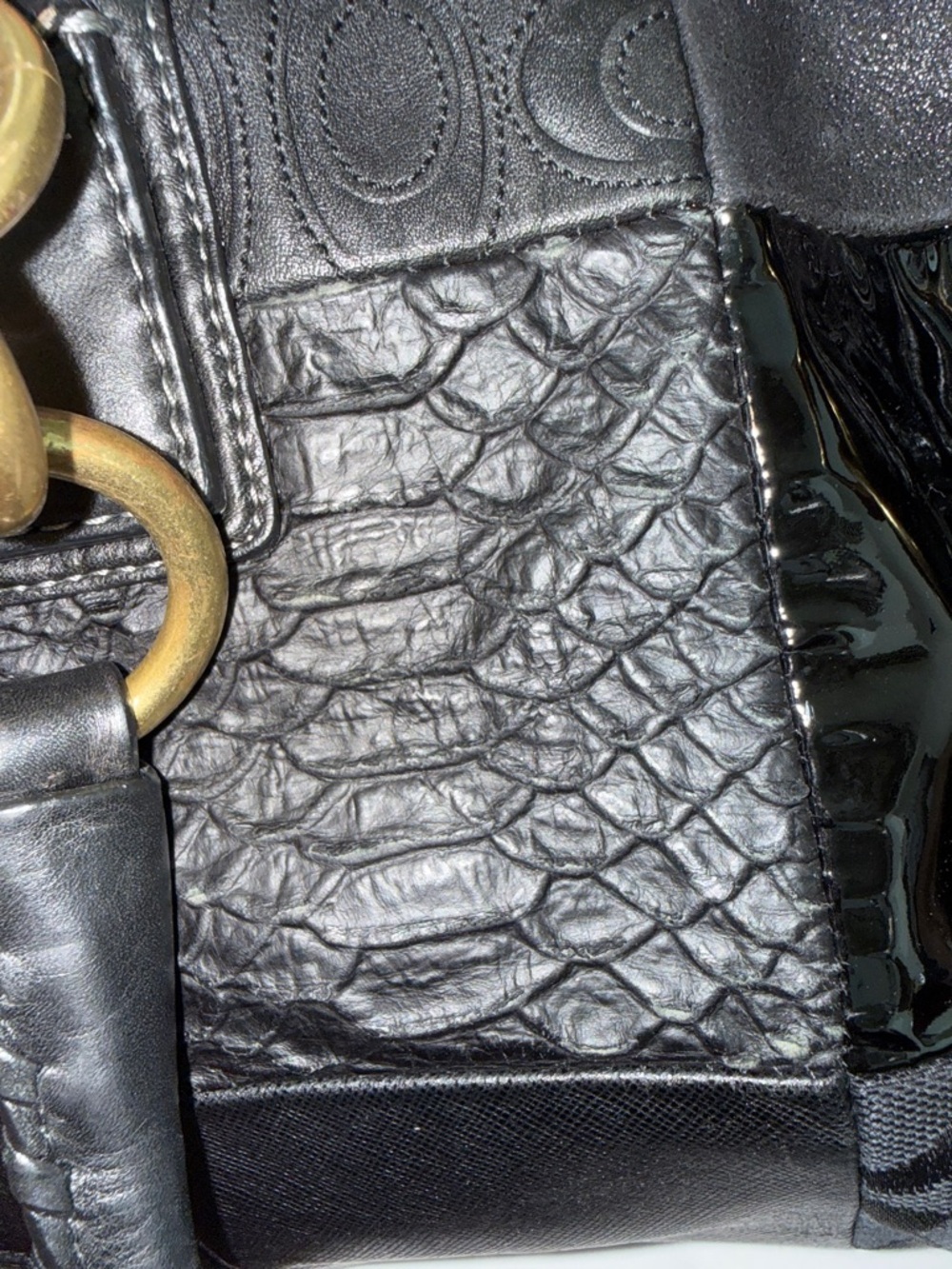 Coach vintage Black Patchwork Tote with Gold-Tone Hardware - Picture 13 of 15